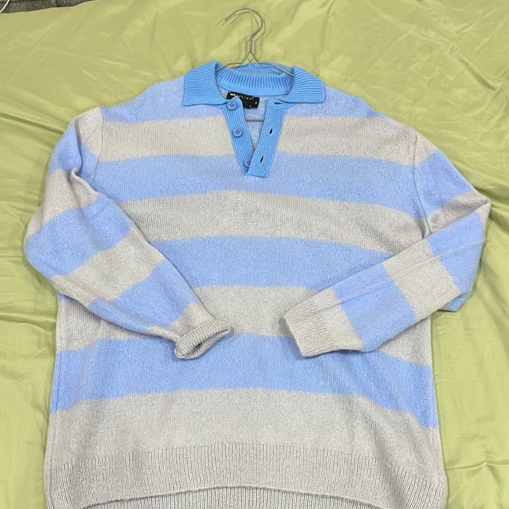ASOS striped collared crew neck